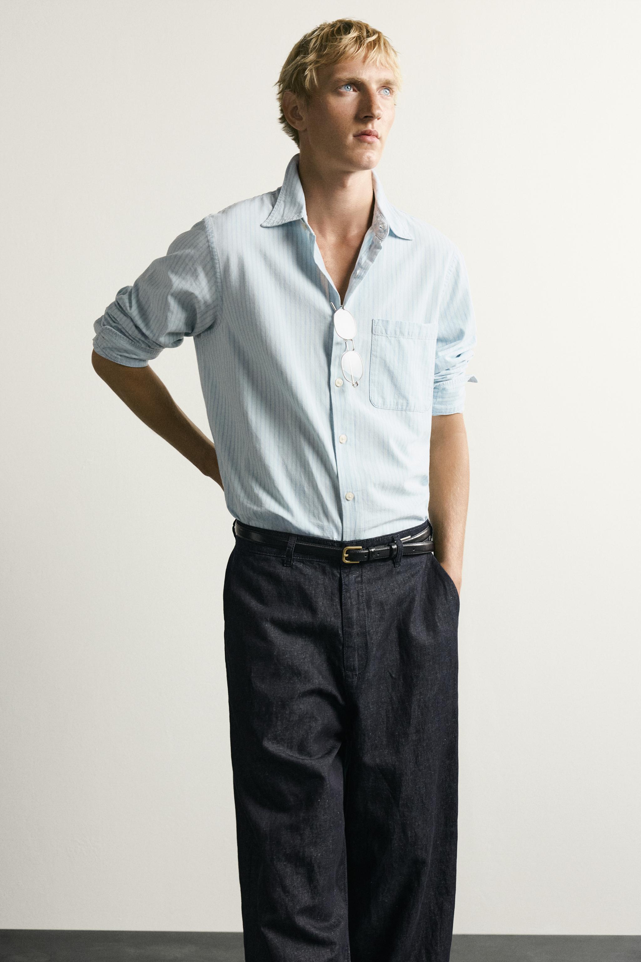 LIGHTWEIGHT STRIPED DENIM SHIRT
